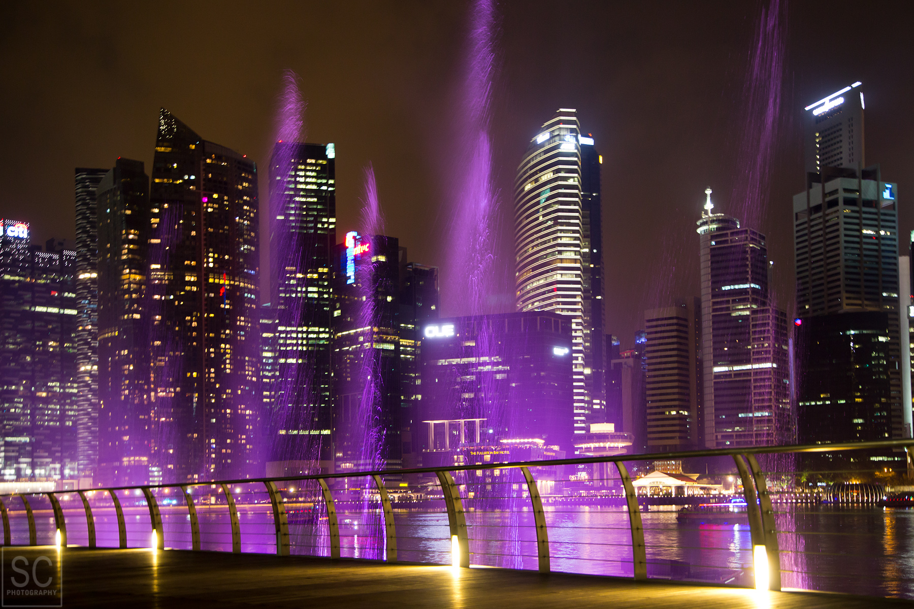 The light show at the Marina Bay Sands hotel.