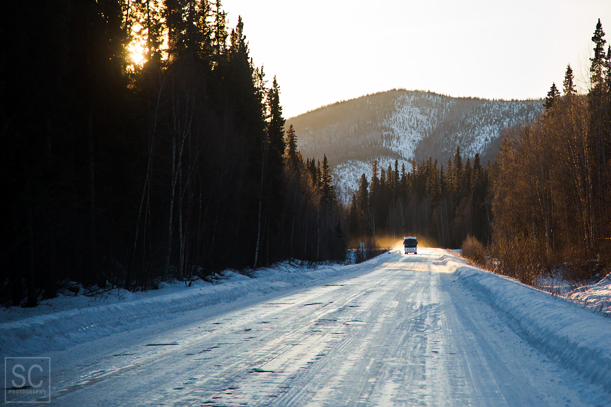 Icy road on the way to Chena