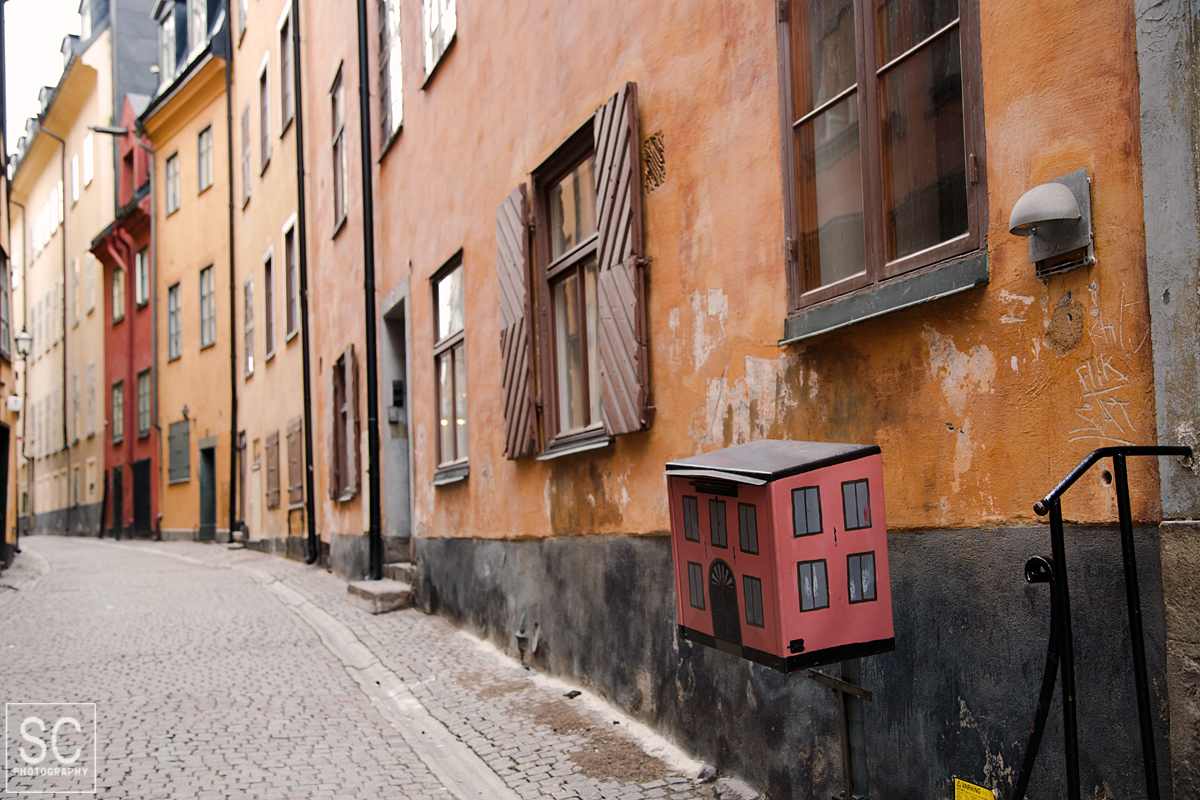 Streets of Gamla stan - I assume the little house is a mailbox