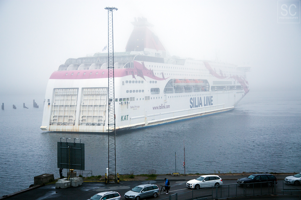 Cruise ship coming out of the fog