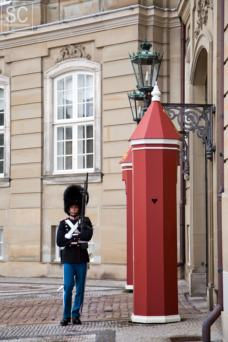 Guard in front of Amalienborg Palace