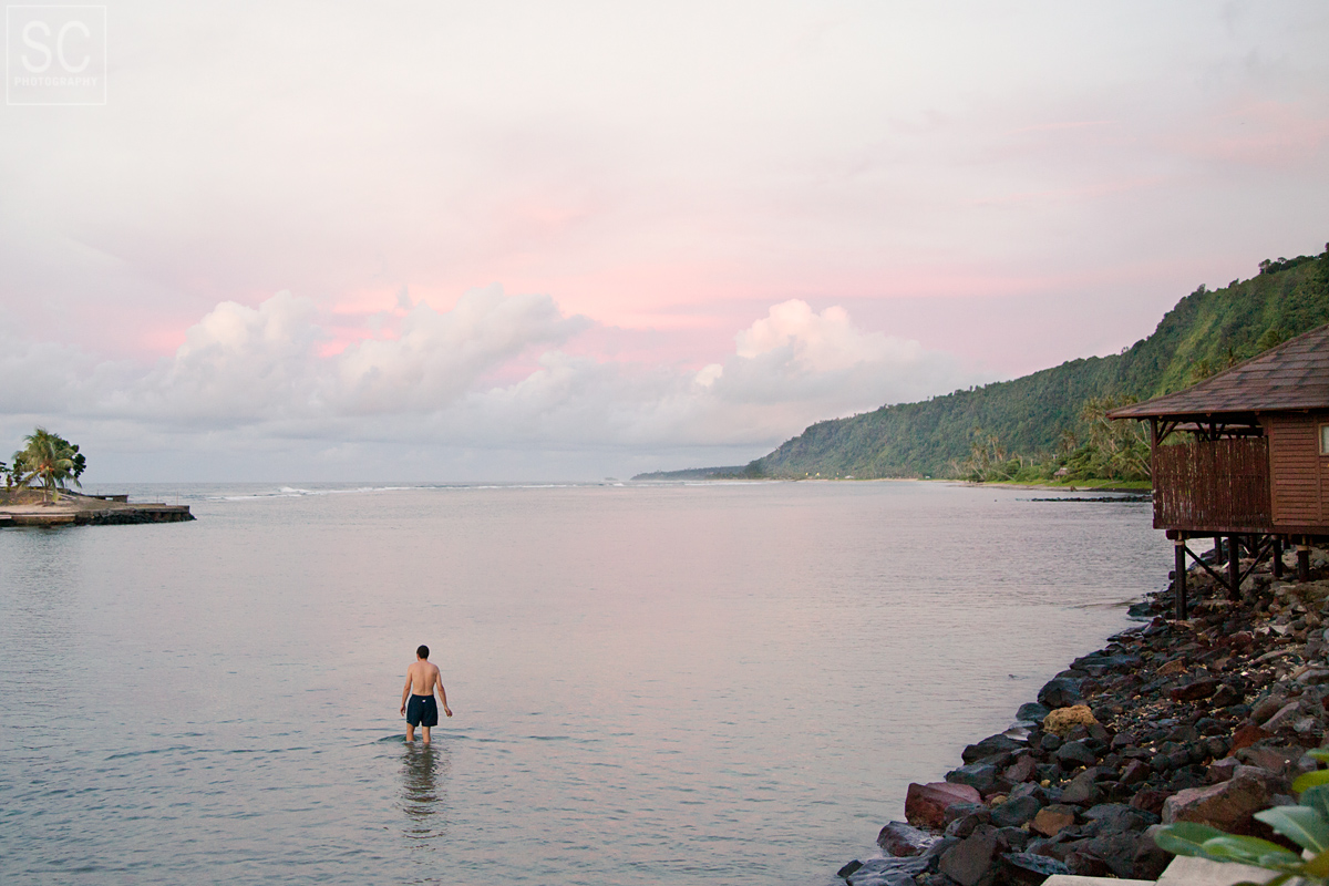 Early morning dip at Aga Reef Resort 